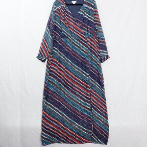 Cato Plus Size 22/24 Dress V-Neck Multicolor Formal Maxi Chevron Bead Detail